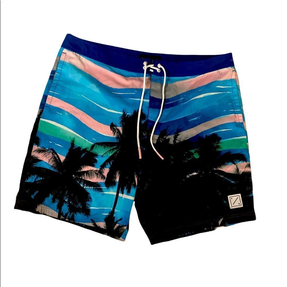 American eagle graphic palm tree swim trunk size XL